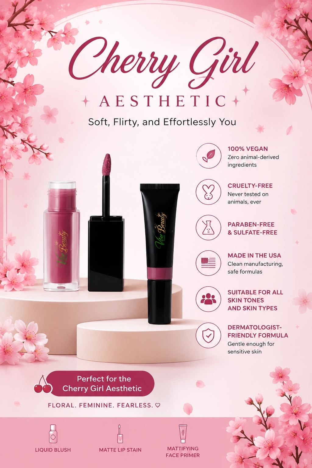 Cherry Blossom Girl Full Look Bundle — Liquid Blush + Matte Lip Stain