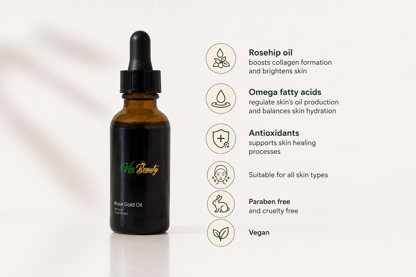 Aceite de oro rosa antienvejecimiento